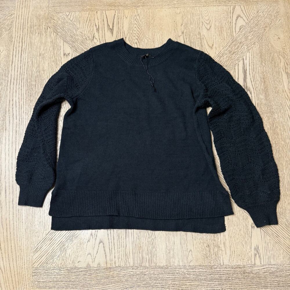 Christian Siriano Black Puff Sleeve Sweater Large